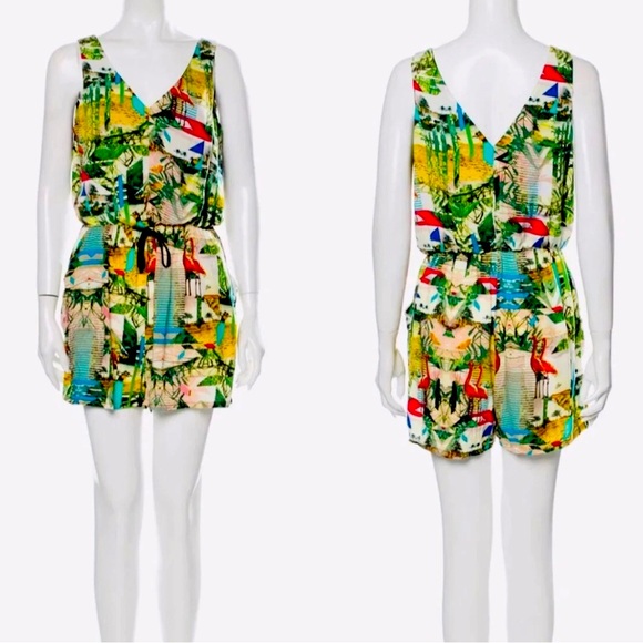 Nicole Pants - Nicole Multicolor Tropical Shorts Romper